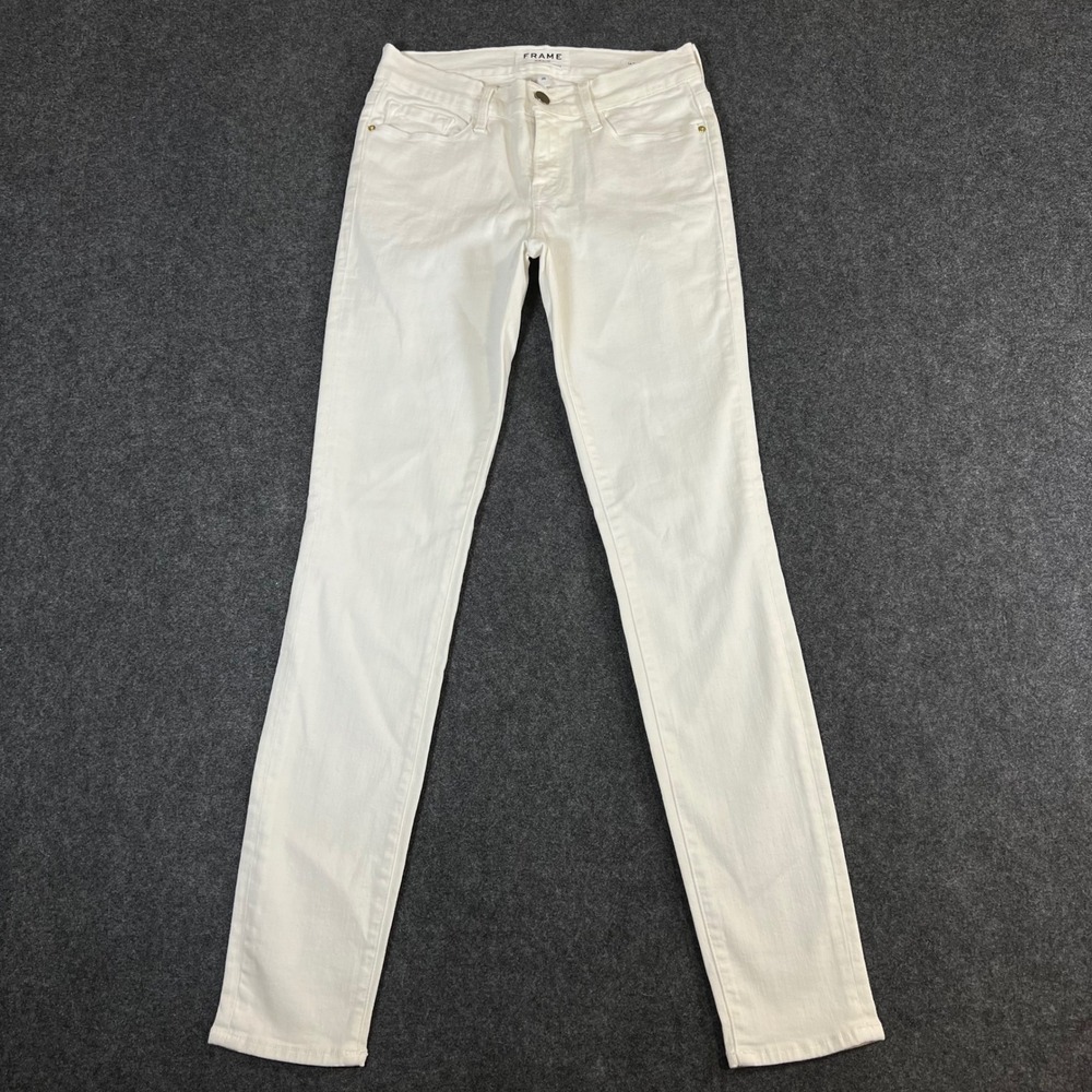 Frame Denim Le Skinny de Jeanne Jeans Blanc White Stretch Skinny Size 26